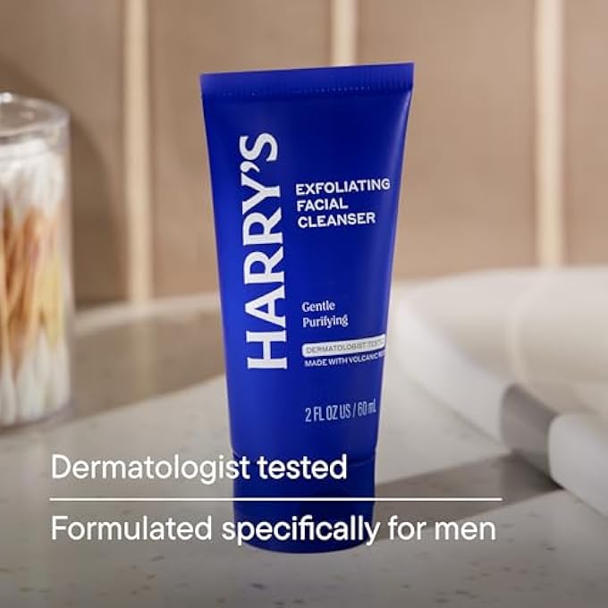 Harry's EXFOLIATING FACE WASH FOR MEN, GENTLE FACIAL SKIN CARE PRODUCTS WITH VOLCANIC ROCK EXFOLIANT, 2 FL. OZ, PACK OF 3 (TRIAL AND TRAVEL SIZE) - Image 3